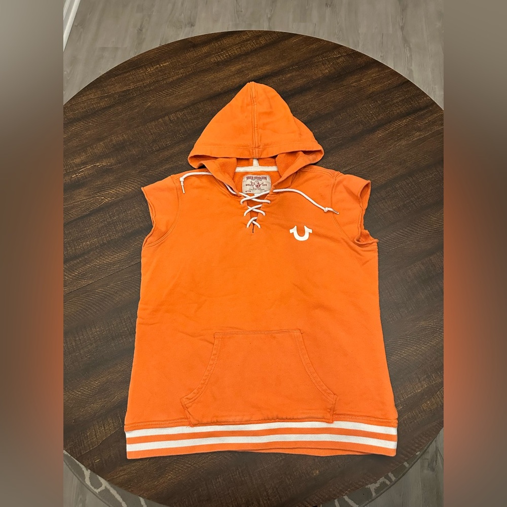 TRUE RELIGION MEN'S LACE UP SLEEVELESS HOODIE 100% COTTON #29100-00 SIZE XL - Picture 5 of 11